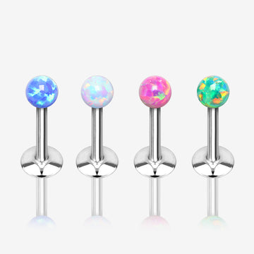 3 Pcs of Assorted Fire Opal Ball Top Internally Threaded Labret Flat Back Stud Package